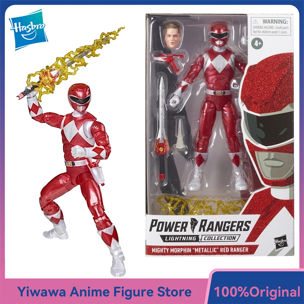 

[В наличии] Оригинальный Hasbro Power Rangers Mighty Morphin Metallic Red Ranger 15 см Коллекционная новая фигурка Модель игрушки