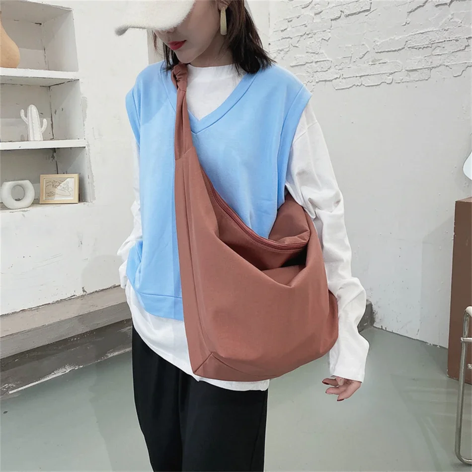 Large Capacity Canvas Totes Bags Female Casual Wild Lady Hobos Handbags for Women Shoulder Girls Sac Simple Female Messenger Bag