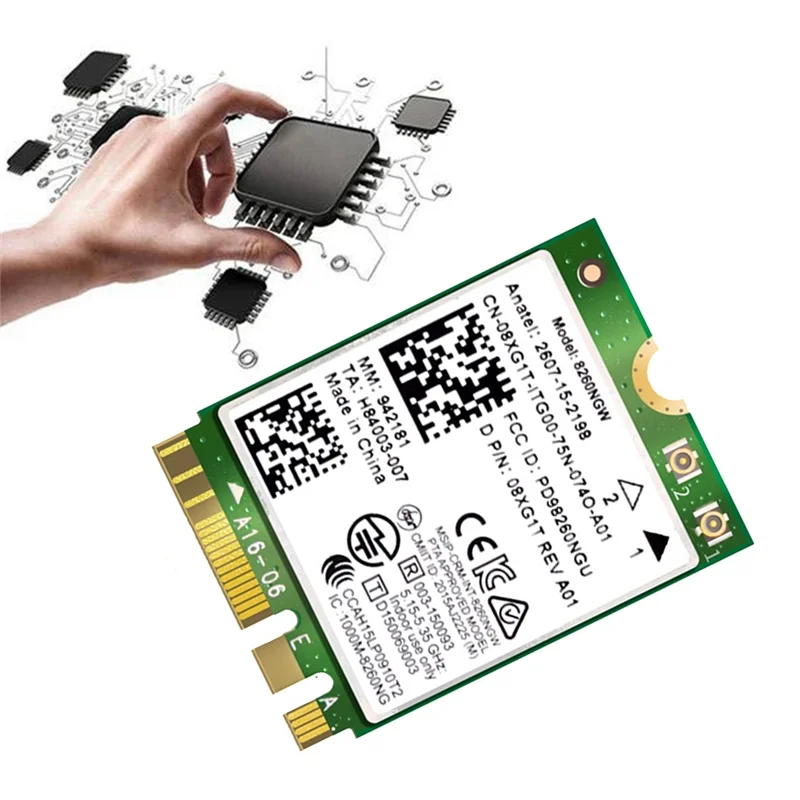 -ABGQ 8260NGW 8260 Wifi-kaart + 2Xantenne 2.4G/5Ghz 867 Mbps Bluetooth 4.2 AC8260 NGFF M.2 Wifi draadloze kaartmodule 802.11AC