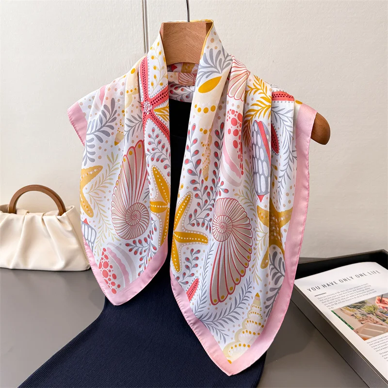 New Printed Square Scarf For Women Fashion Soft Stain Scarves Bandanas Luxury Hijab Neckerchief Elegant Beach Shawl Wraps view 3
