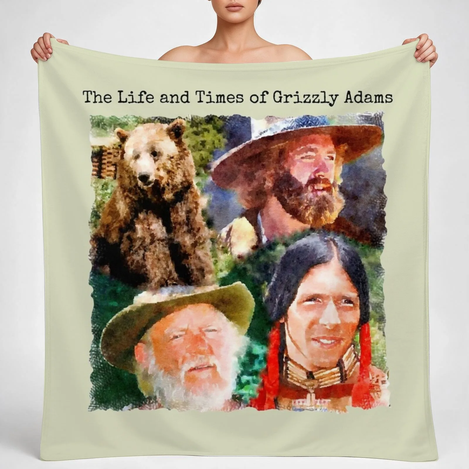 The Life and Times of Grizzly Adams Collage Throw Blanket couch cozy soft plush fuzzy picnic outdoor blanket