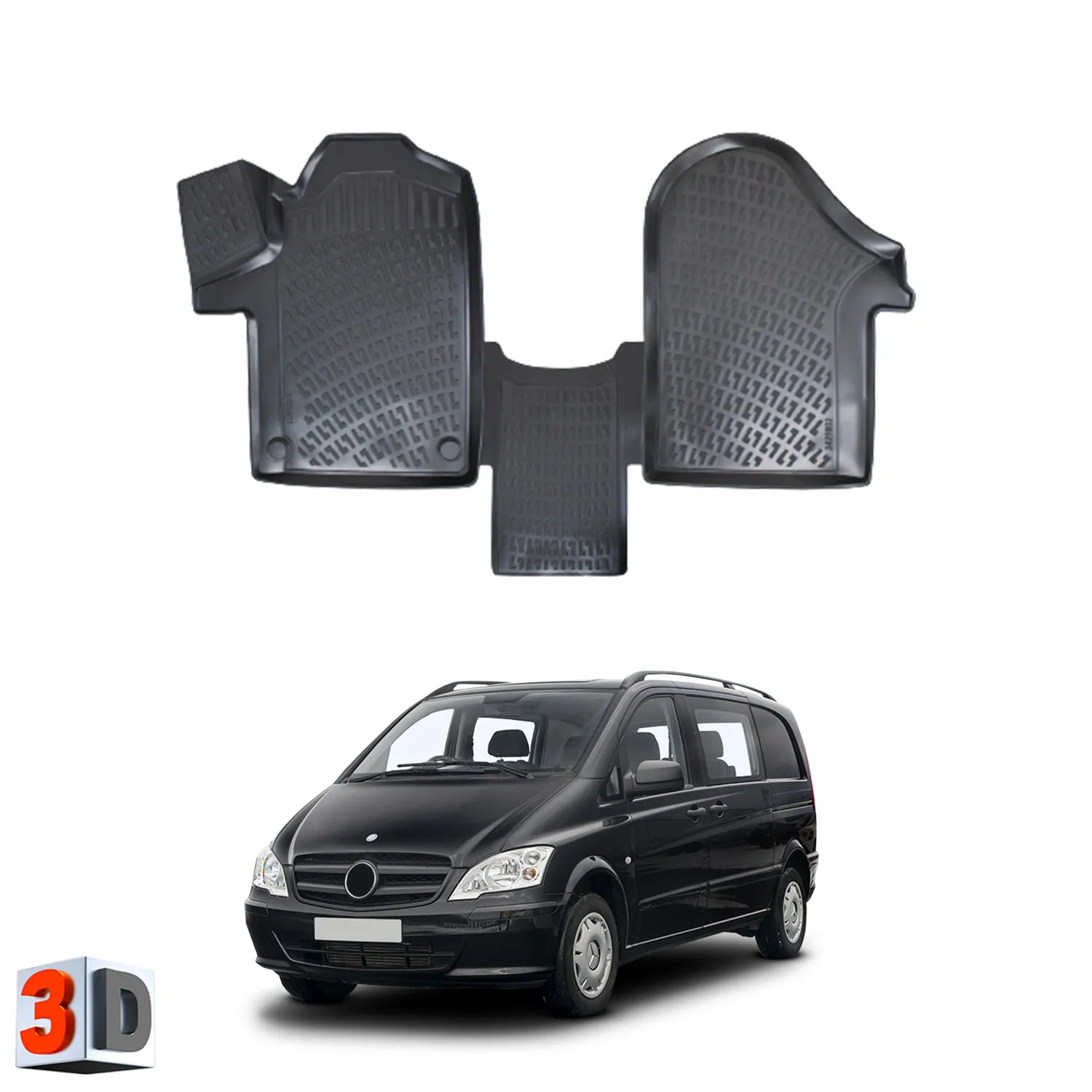 Mercedes Vito - (2004-2014) Floor Mats Liner Waterproof 3D - (Black)