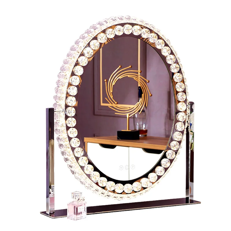 

Bathroom high fashion intelligent LED elliptical makeup mirror, desk lamp high quality with stepless dimming, touch
