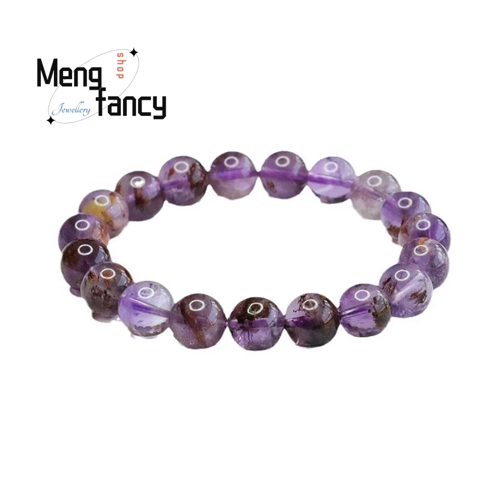 Natural Amethyst Titanium Energy Crystal Bracelet Simple Elegant  High-grade Couple Luxury Quality Jewelry Fashion Holiday Gifts