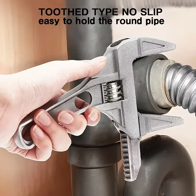 All-Purpose Bathroom Electric Wrench Wide Mouth Non-slip Teeth Solid Built Sturdy Durable Dual Tool for Bathroom Maintenance