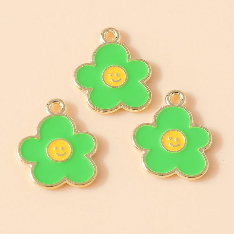 20 Stück niedliche, gemischte grüne Emaille-Blumenanhänger für die Schmuckherstellung, zum Basteln von Ohrringen, Halsketten, Armbändern und anderen Accessoires. – Detail 9