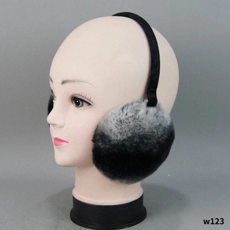 2022 women Quality Real Fur Ear-cap Winter Warm Natural Rex Rabbit Fur Earmuff Lady Fashion Fluffy Genuine Rex Rabbit Fur Earlap