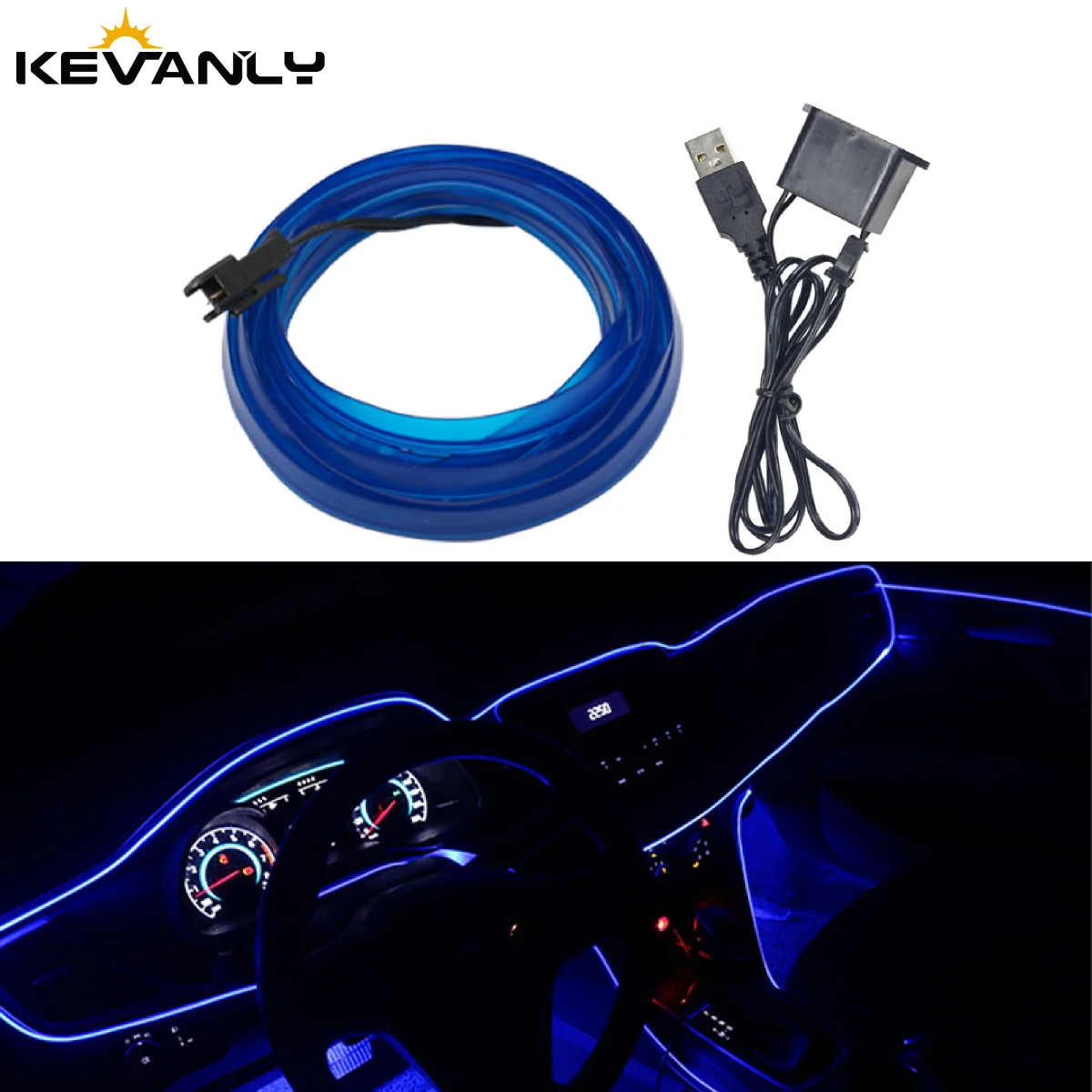 Led El Wire - 3/5M Auto-interieur LED-stripverlichting Neon EL-bedrading Decoratieve