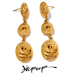 Yhpup Long Stainless Steel Cast Charms Pendant Drop Dangle Earrings Statement Fashion 18k Gold Color Party Waterproof Jewelry
