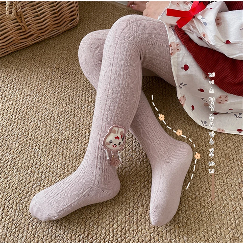 

Princess Baby Leggings Autumn Warm Pantyhose Stocking Children Outer Wear Socks Cute Cartoon Kids Pant Solid Cotton Knit Trouser
