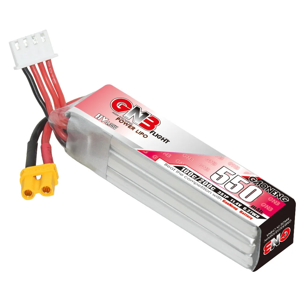 GNB-Batterie Lipo 3s, 550mAh, 100c/200c, aste, pour hélicoptère RC, quadrirotor FPV, importateur de course, pièces de rechange, HV 11.4V