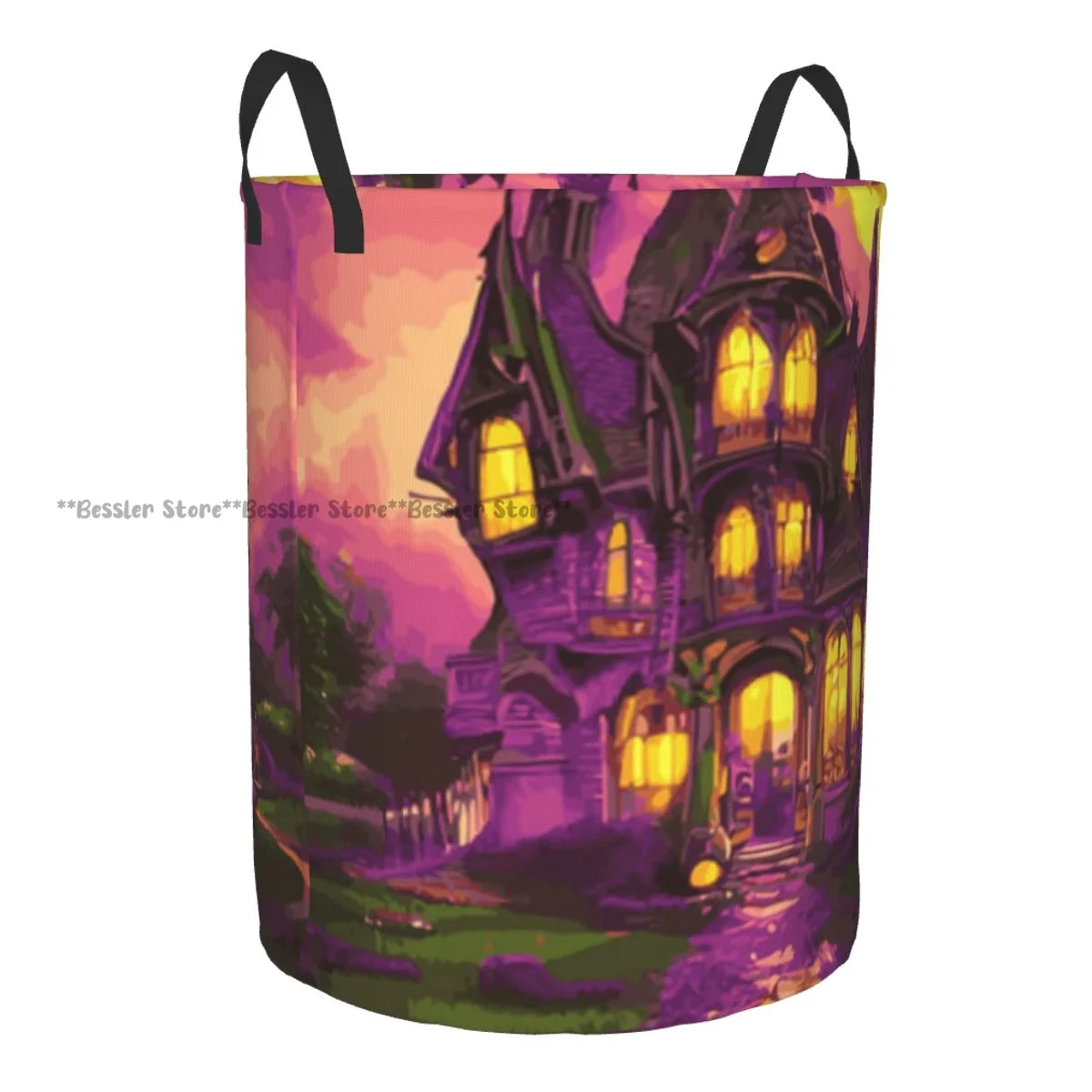 Foldable Laundry Basket for Dirty Clothes Castle Gothic Print Storage Hamper