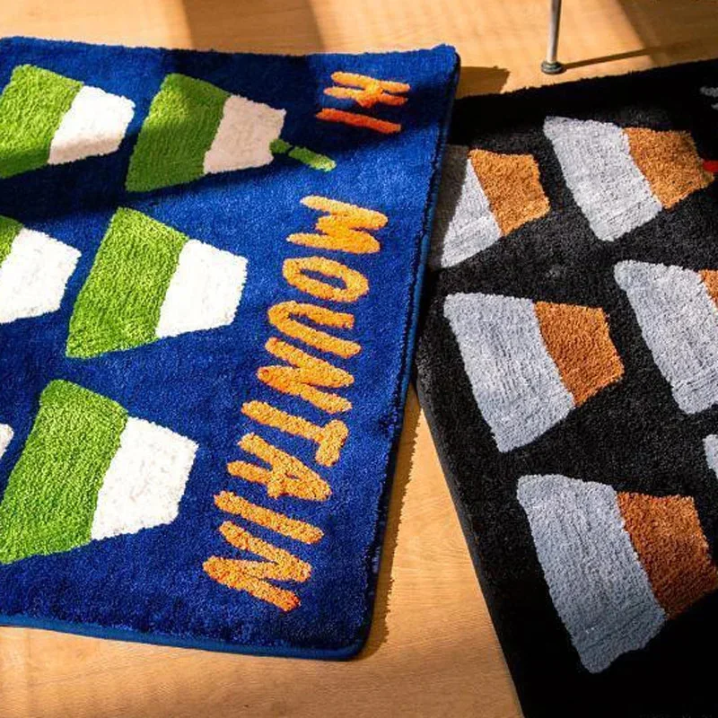 40x60cm Faux Cashmere Rug Anti Slip Absorbent Floor Mat Blue Mountain Bedroom Bathroom Door Toilet Foot Mat Home Decor