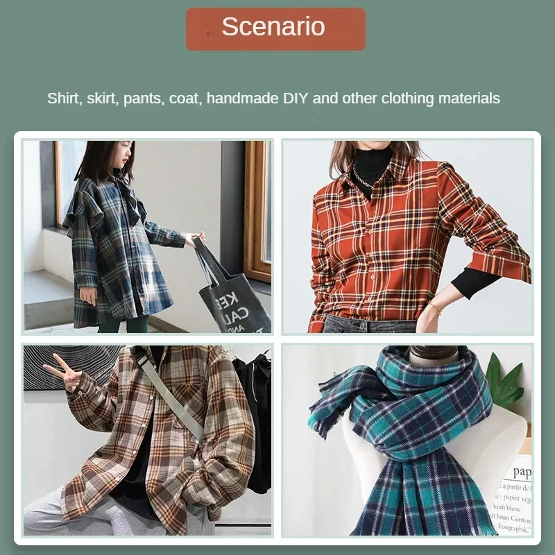 Brushed Plaid Fabric By The Meter for Needlework Shirts Dress Skirt Pants Coat Diy Sewing Soft Wearable Comfortable Cotton Cloth