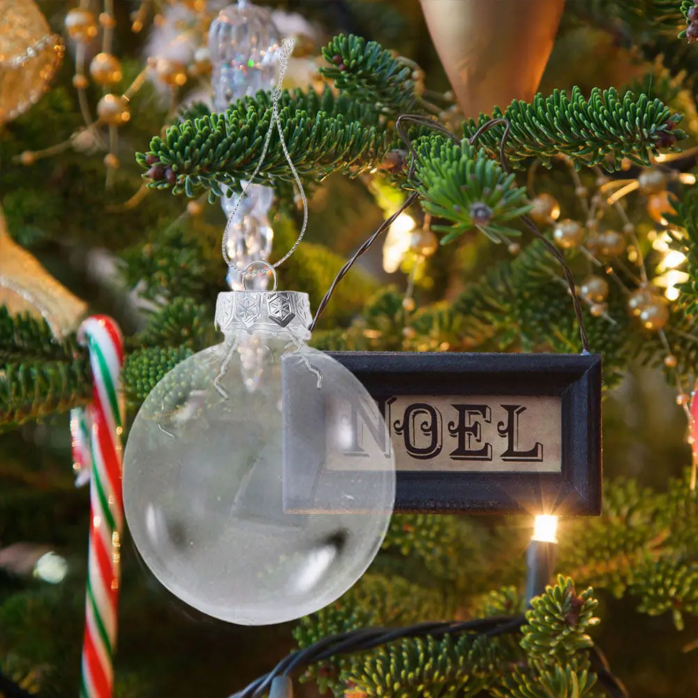 24Pcs Christmas Transparent Clear Plastic Flat Oval Fillable Ornaments for Holiday Party Decorations DIY Crafts