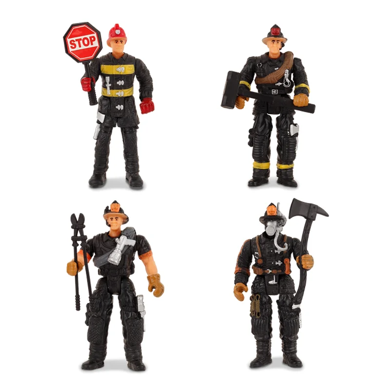 4Pcs 4 inch Fireman Special Forces Soldiers Police Action Figures Playset Realistic Military Soldier Modle For Kids Boys Gifts