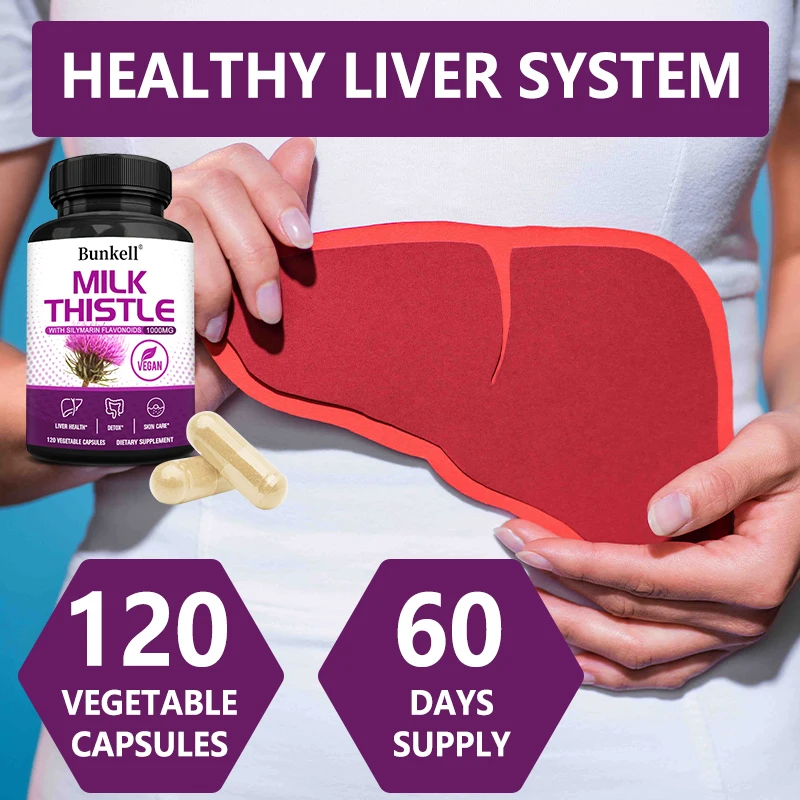 Milk Thistle 1000 Mg - Skin, Liver, Gallbladder, Detoxification & Digestion Supplement (120 Veggie Capsules)