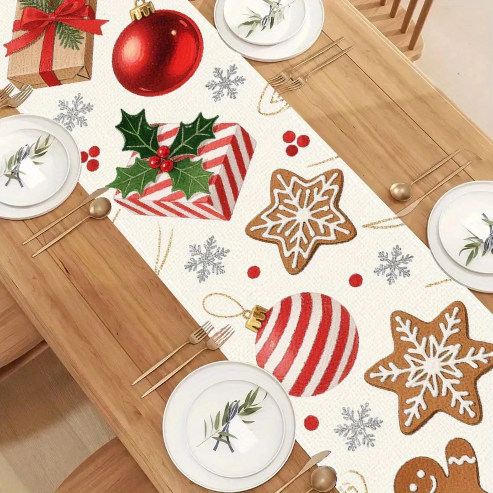 زينة عيد الميلاد الجدول عداء الثلج الزنجبيل الرجال و قصب الحلوى تصميم السنة الجديدة ديكور مفرش طاولة الجدول مسار