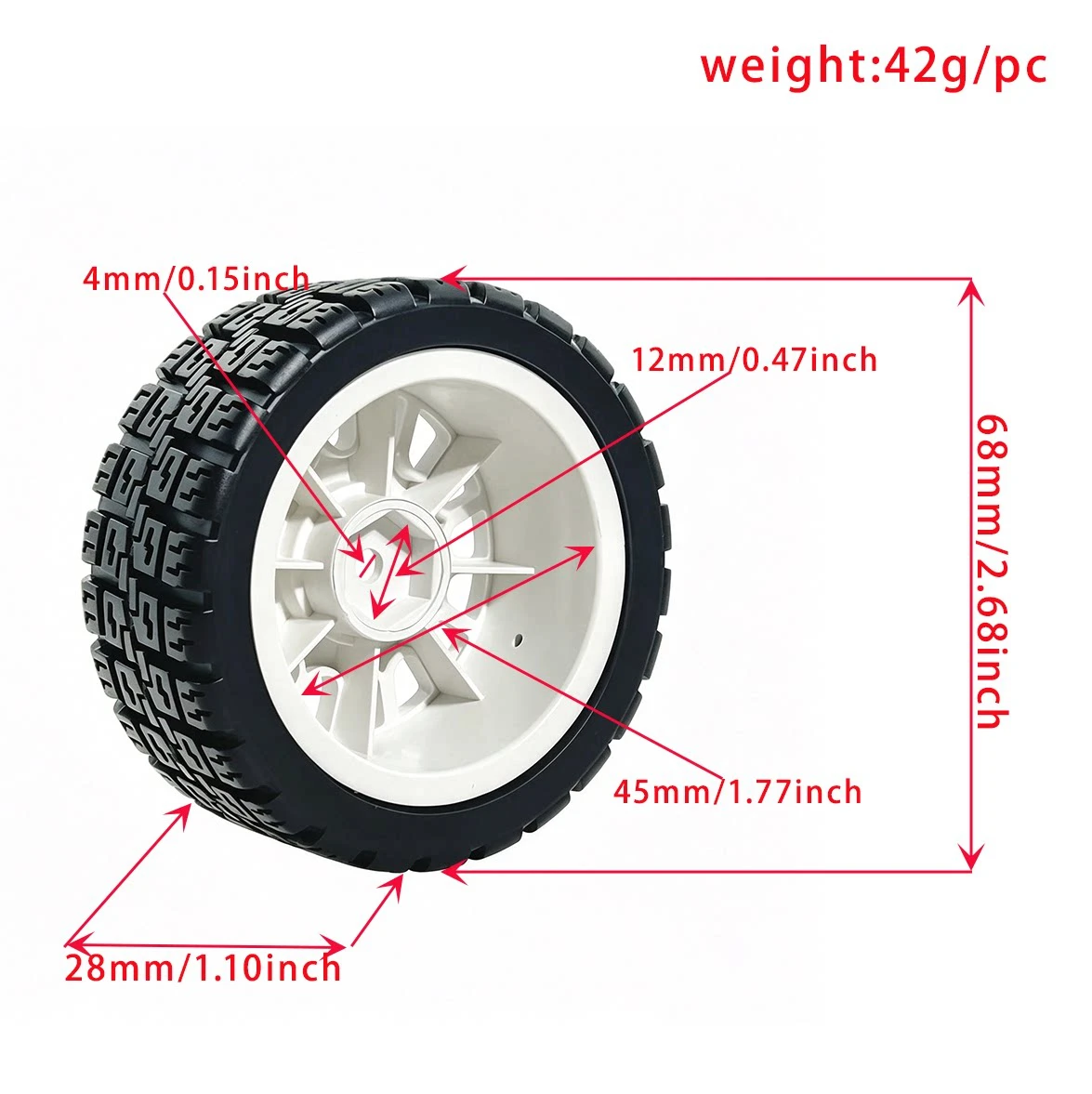 1/10 RC Rally Car 4Pcs 68mm Gravel Wheel Tire Set 12mm Hex Fit Tamiya TT02 XV01 MJX 10306 S10 KR10 HSP 94123 Off-Road Upgrade Re