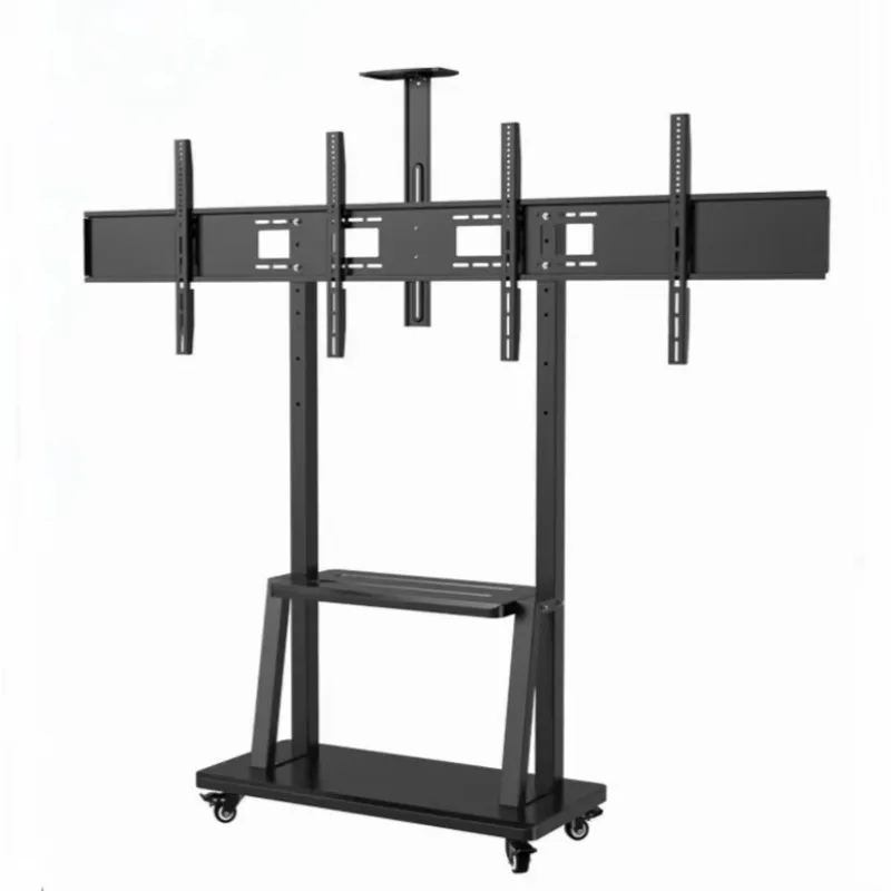 

ZJW STLF Advanced Mobile Tv Cart Left and Right Screen Multi-screen Double Screen 75 Inches Bedroom Furniture Cabinet High Loadi