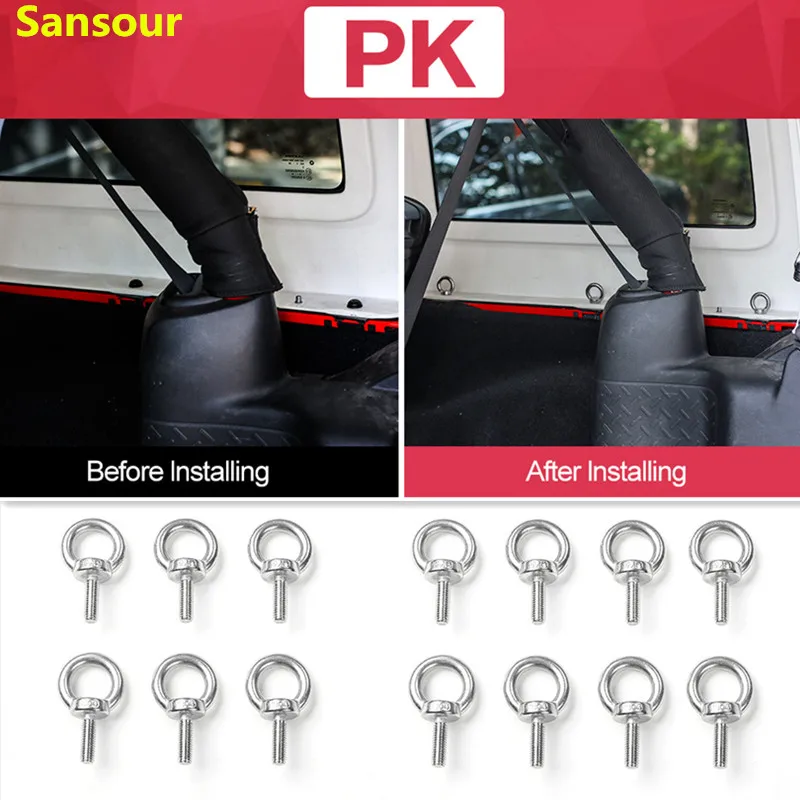 

Sansour Metal Car Interior Decoration Protect Round Hole Head Car Roof Screws Nut For Jeep Wrangler 2007 Up Car Styling