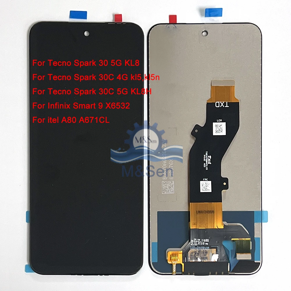 Tested For Infinix Smart 9 X6532 LCD Display Screen Frame Touch Panel For Tecno Spark 30 5G KL8/ 30C 4G kl5/ 30C 5G KL8H LCD