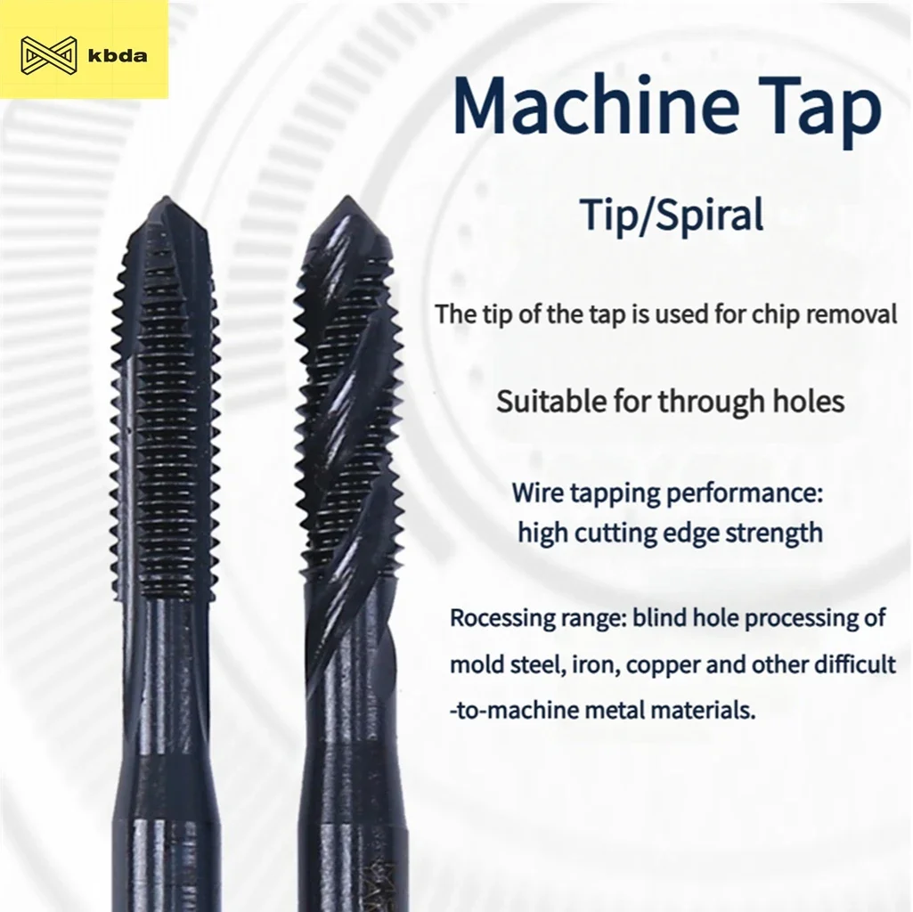 

KBDA Machine Tap Tapping Spiral Apex M2-M30 Spiral Taps for Processing Steel Alloy Steel