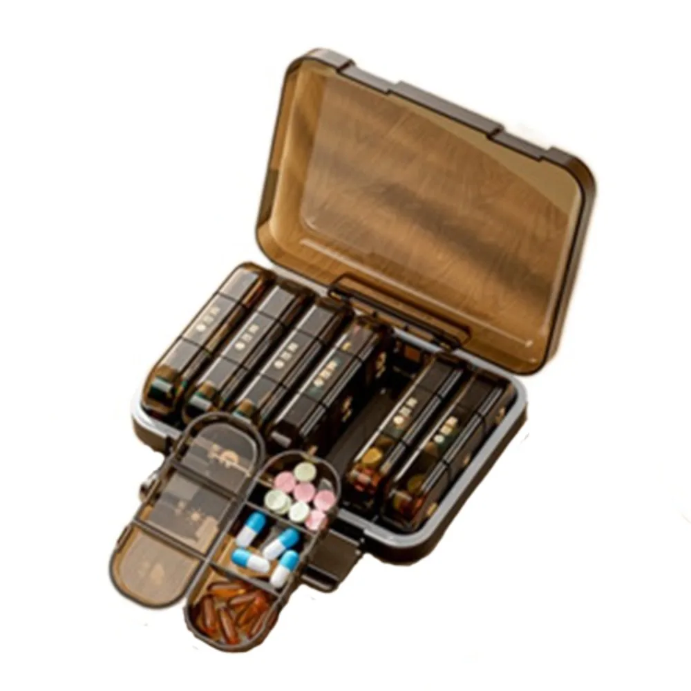 

Portable Medicine Box Japanese-style Reminder Function Medicine Dispenser Seven Days Plastic Weekly Pill Organizer Office