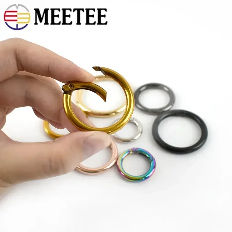 Meetee 10Pcs 7-50mm Metal Spring O Rings Buckle Openable Key Ring Hook DIY Bag Strap Keychain Snap Clasp Belt Buckles Accessory