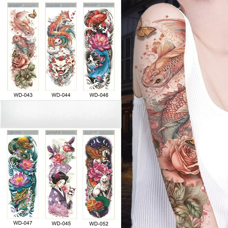 

Full arm new tattoo sticker waterproof sweat flower arm male and female arm disposable tattoo sticker
