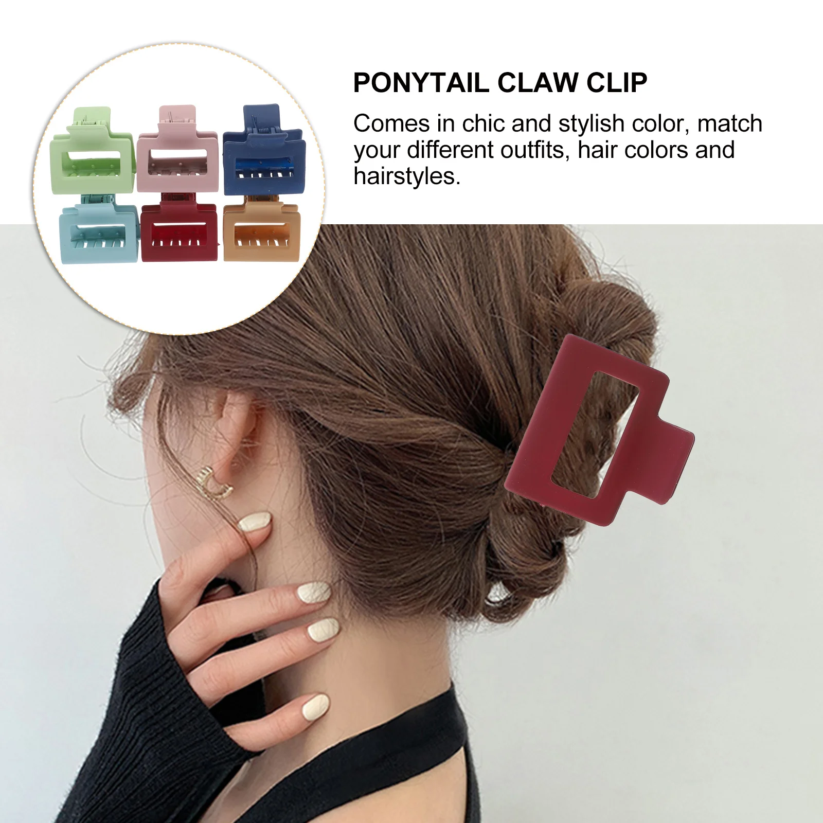 

6 шт., большие женские матовые фиксирующие зажимы, стильные зажимы для челюстей, ручка для волос, держатель для хвоста, прочный зажим для волос для девочек