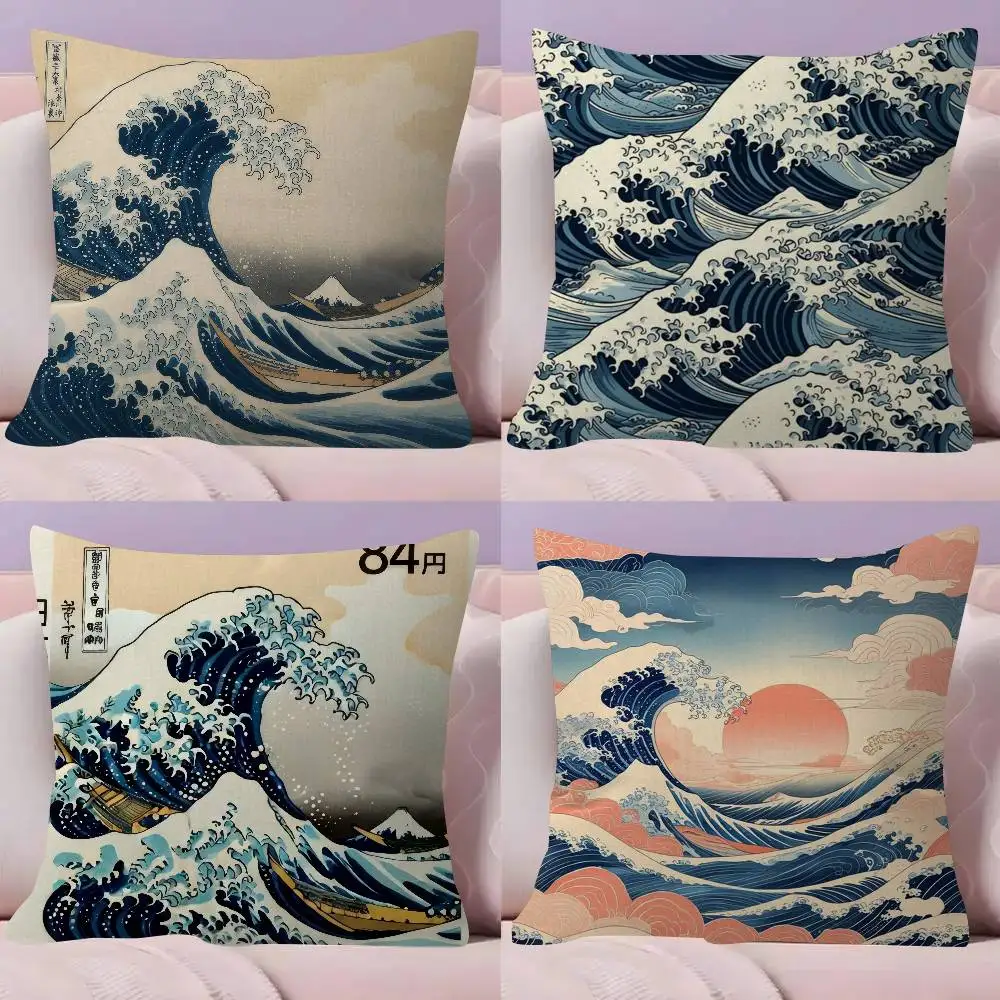 Great wave of Kanagawa   Personalized picture text home decorative pillows Household Gifts 45x45cm