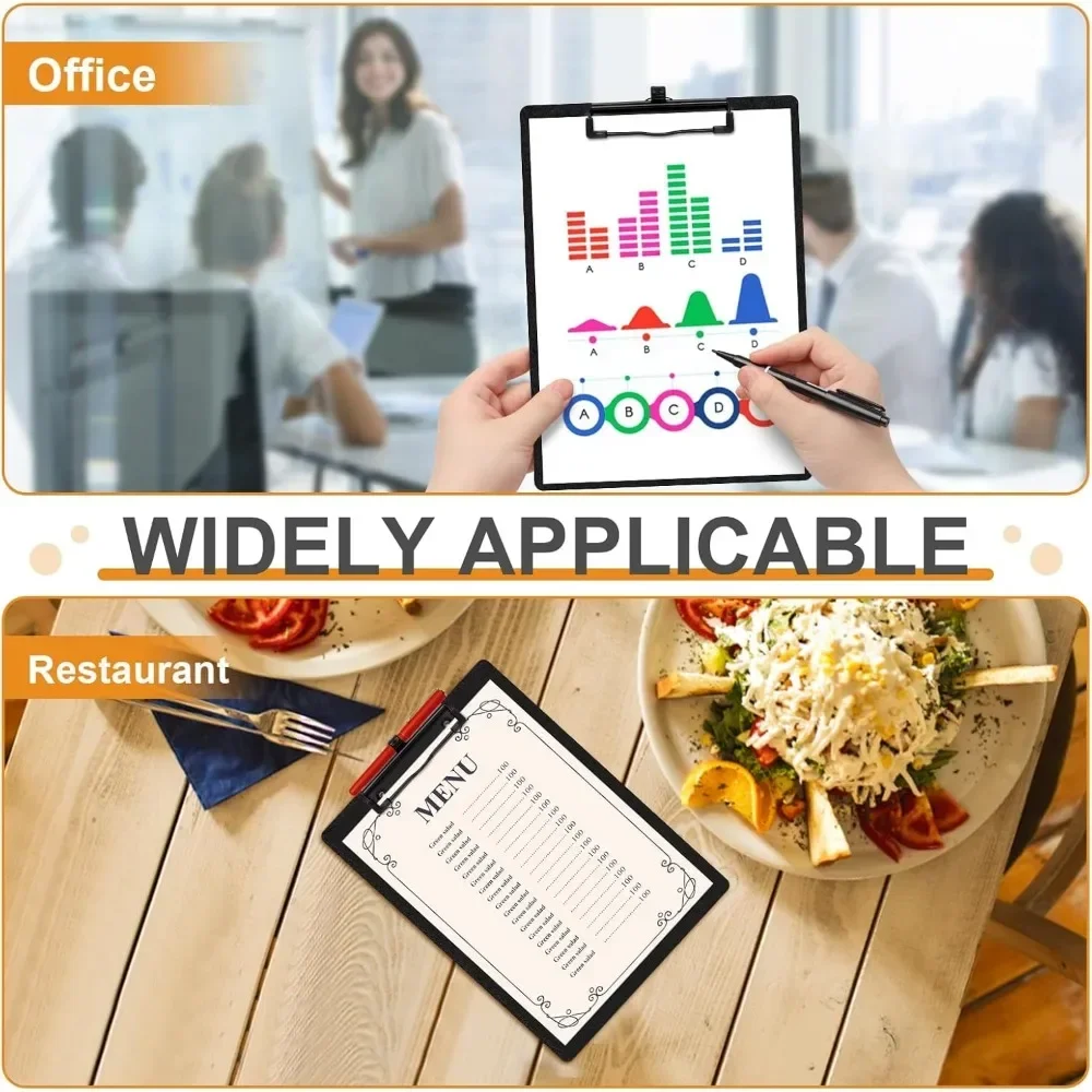 Appunti nero formato lettera A4 con portapenne. Appunti nero con piccole clip