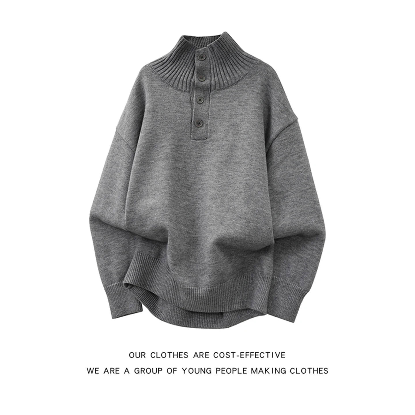 

Утепленный свитер с высоким воротником и отстегивающимся воротником-стойкой на пуговицах для мужчин и женщин, осенне-зимний, в стиле ретро, японский стиль