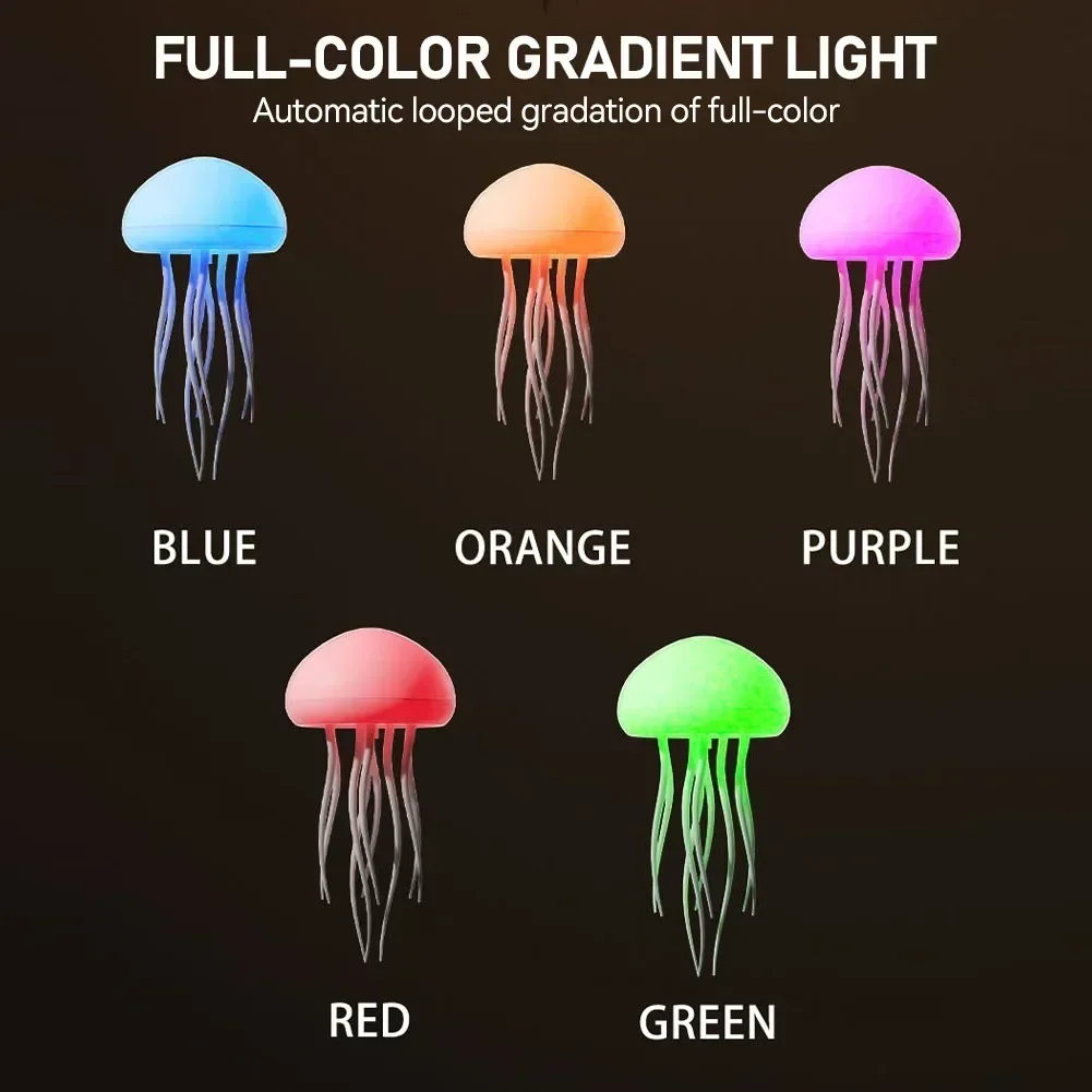 Rotating Jellyfish Night Light Jellyfish Bedside Lamp Voice Control Atmosphere Light Decorative Type-C Charging for Kids Room