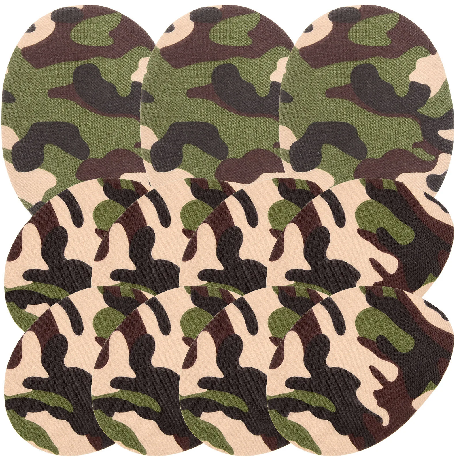

10pcs Garment Sewing Patches Camouflage Pattern Iron On Clothing Repair Elbows Applique Polyester Adhesive Decorative Ornaments