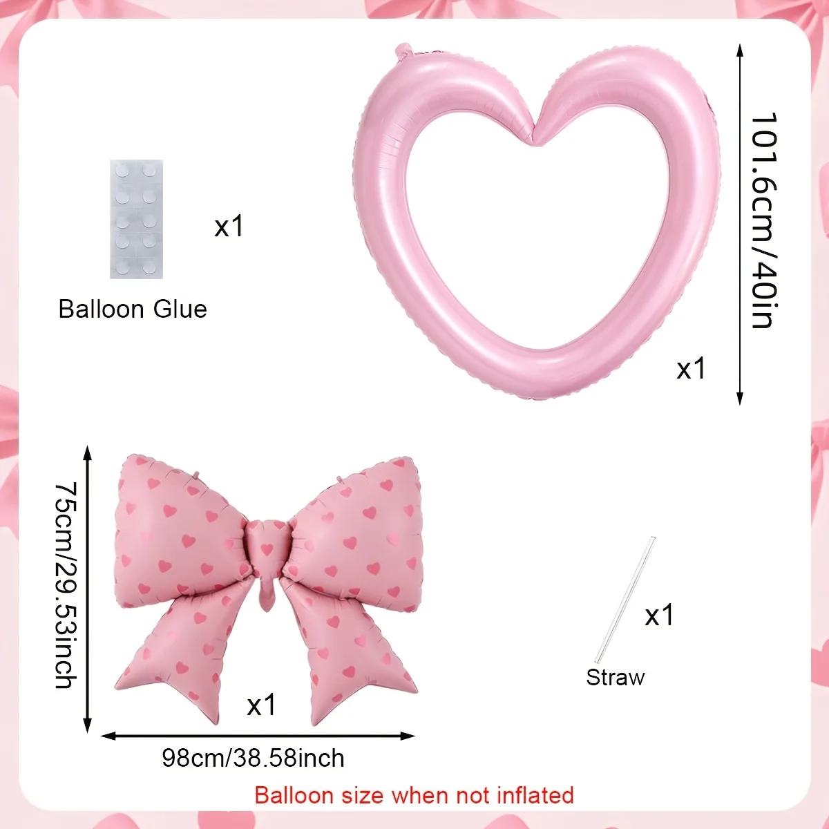 40inch Large Heart-Shaped Aluminum Foil Balloons, Available in Cream, White, and Pink, Feature a Hollow Design with a Bow, Perfect for Weddings, Proposals, and Birthdays