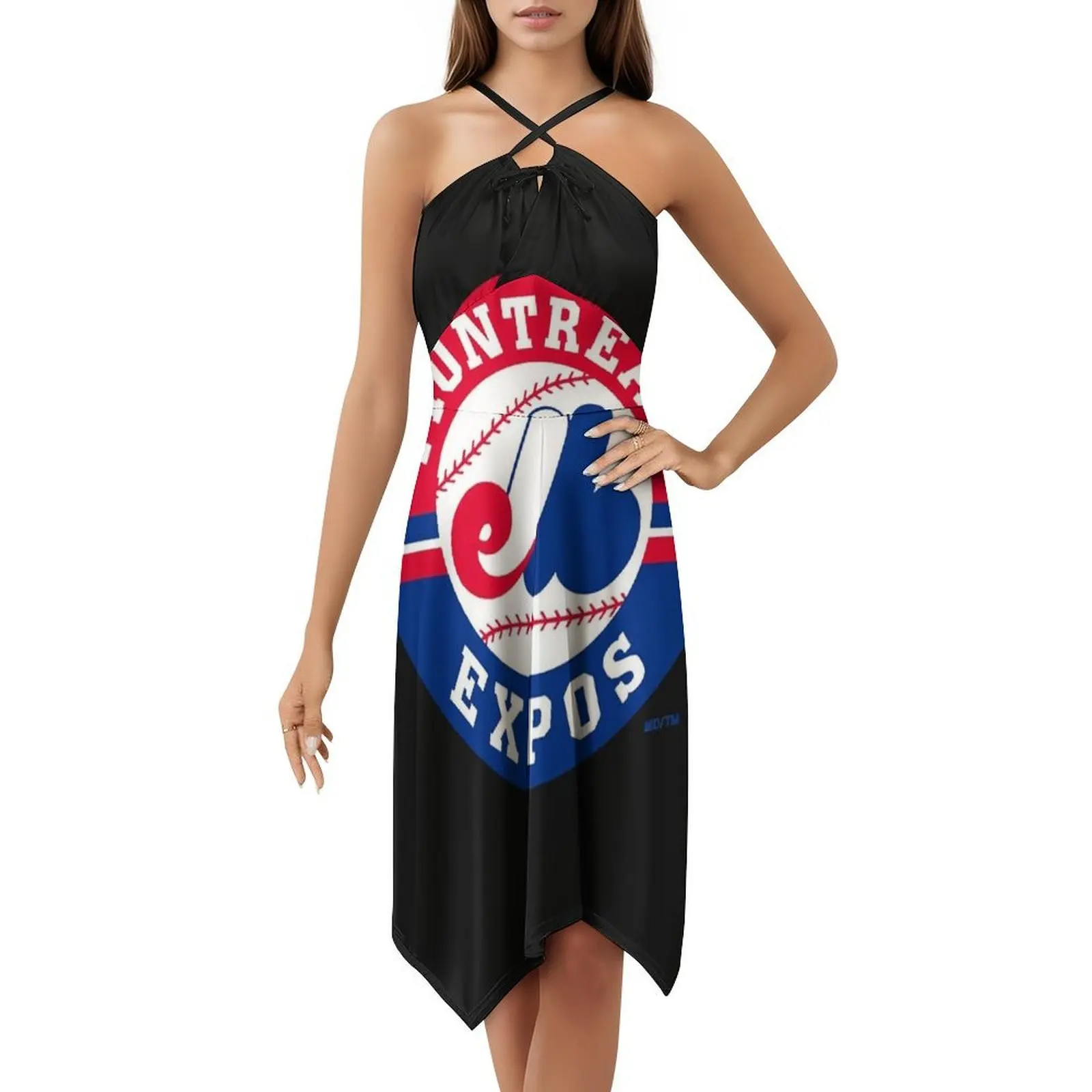 فستان قصير على طراز Expos Montreal Preppy للنساء على شكل حرف a فضفاض مناسب فستان يوم غير رسمي Montreal Expos Expo Baseball Montreal Woman