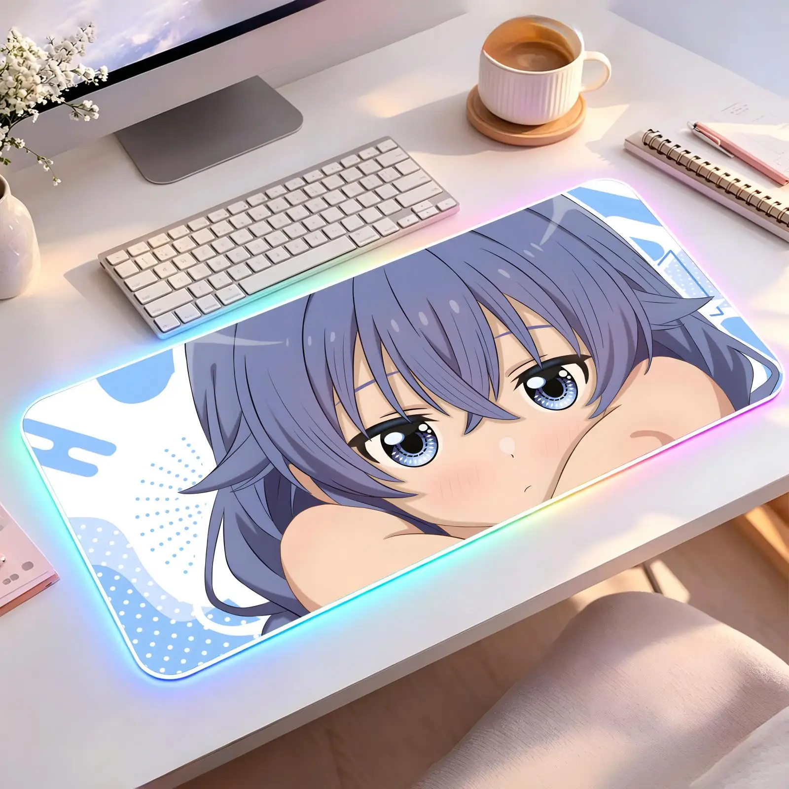 Mushoku Tensei  Mouse Pad Large RGB backlit esports gaming mouse pad, smooth soft cloth surface, LED luminous extended desk mat