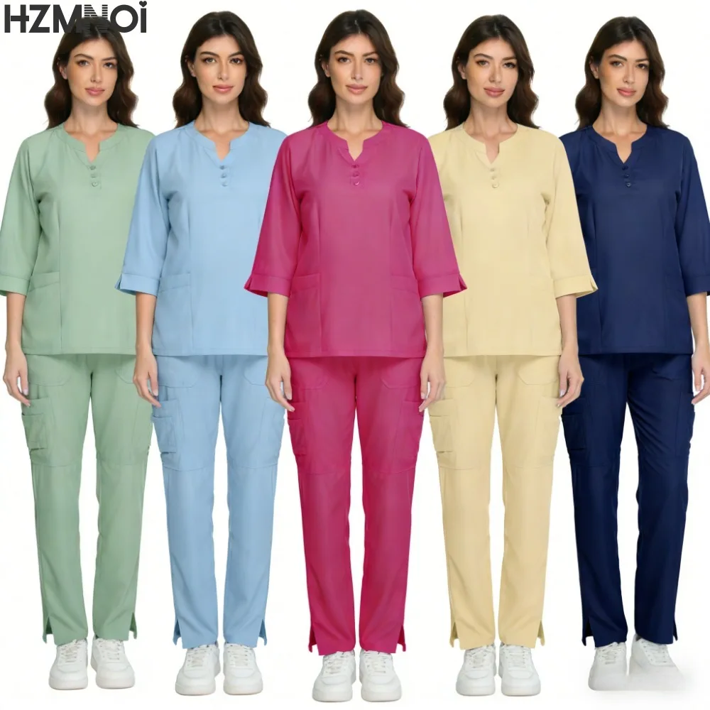 

Новая униформа для медсестер: женская медицинская толстовка, брюки для медработников, унисекс-форма для мастерских, рабочая одежда для салонов красоты и СПА