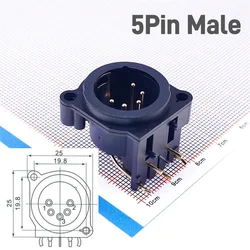 2 10 pcs XLR Socket 5 pin Female Receptacle Latch Lock / Plug Right Angle Solder PCB 90 Degree through Holes Panel Mount