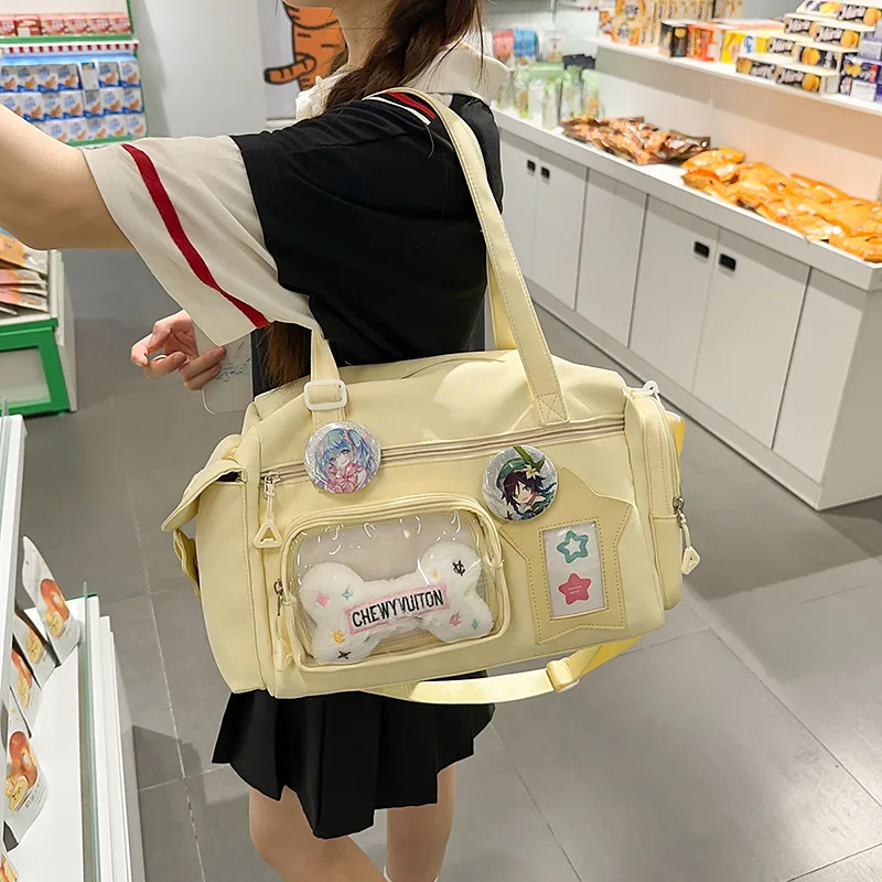 

HAEX Short Trip Women Tote Bags Fashion Nylon Subculture Students Ita Bag Large Capacity Commute Crossbody Shoulder Bolso Mujer