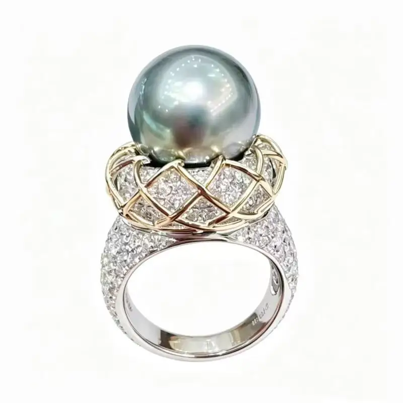 

Новинка Bellux: Кольцо с натуральным жемчугом, круглое, серое, с ажурным узором, изысканное ювелирное изделие из чистого серебра, роскошное кольцо-талисман.