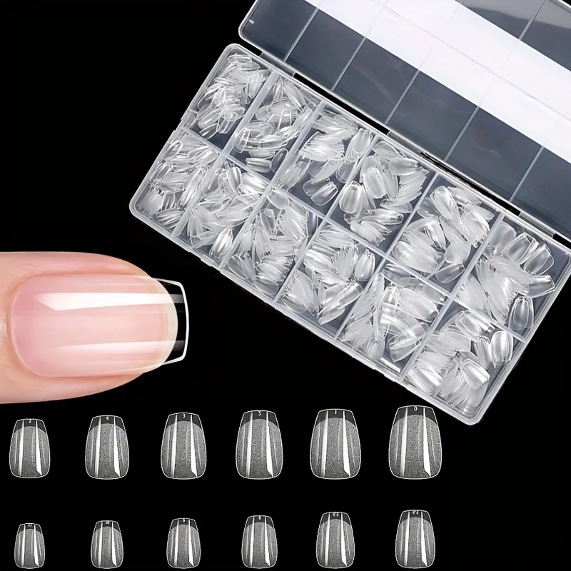 600 Pieces of Fake Nail Tips, Matte and Semi-Matte Effect, Almond French Coffin Shape, Stiletto Oval Square Shape, Thickened Fingertips at the Front image 6