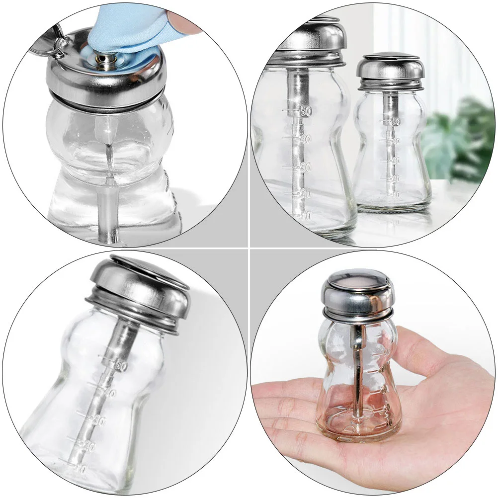 2 flacons pompe en verre pour dissolvant à ongles, flacon vide épaissi de qualité supérieure pour le stockage de liquides cosmétiques, multi-usages, à presser