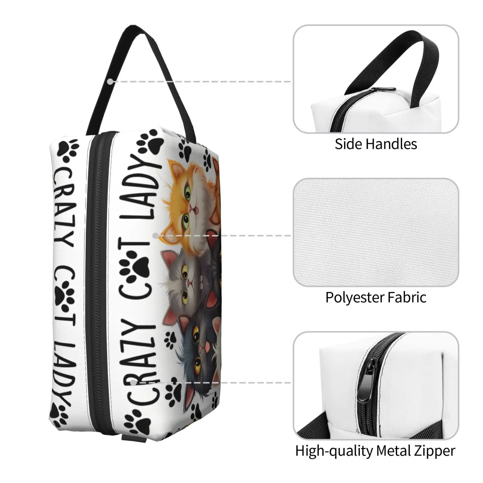 Cats Doodle Print Travel Toiletry Bag Women Makeup Cosmetic Organizer Beauty Storage Dopp Kit