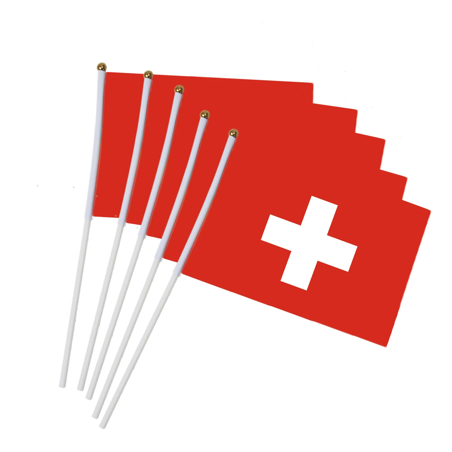 10pcs/pack Promotion Wholesale Small Switzerland Hand Waving National Flag 14*21cm #8 Polyester Swiss Flag