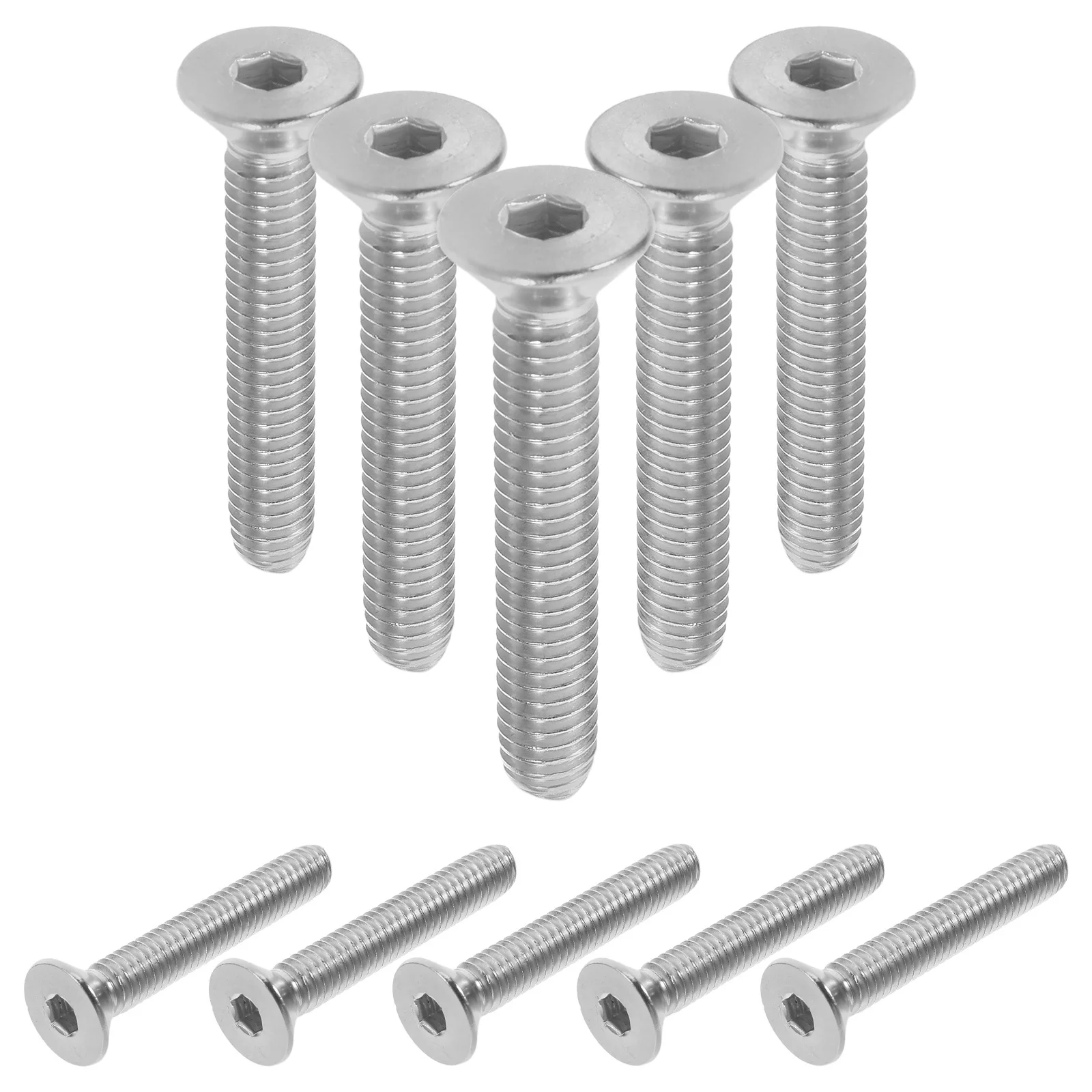 

10Pcs Stainless Steel Flat Head Socket Screws Full Thread Heavy Duty Furniture Connection Screws for Racks Tables Beds