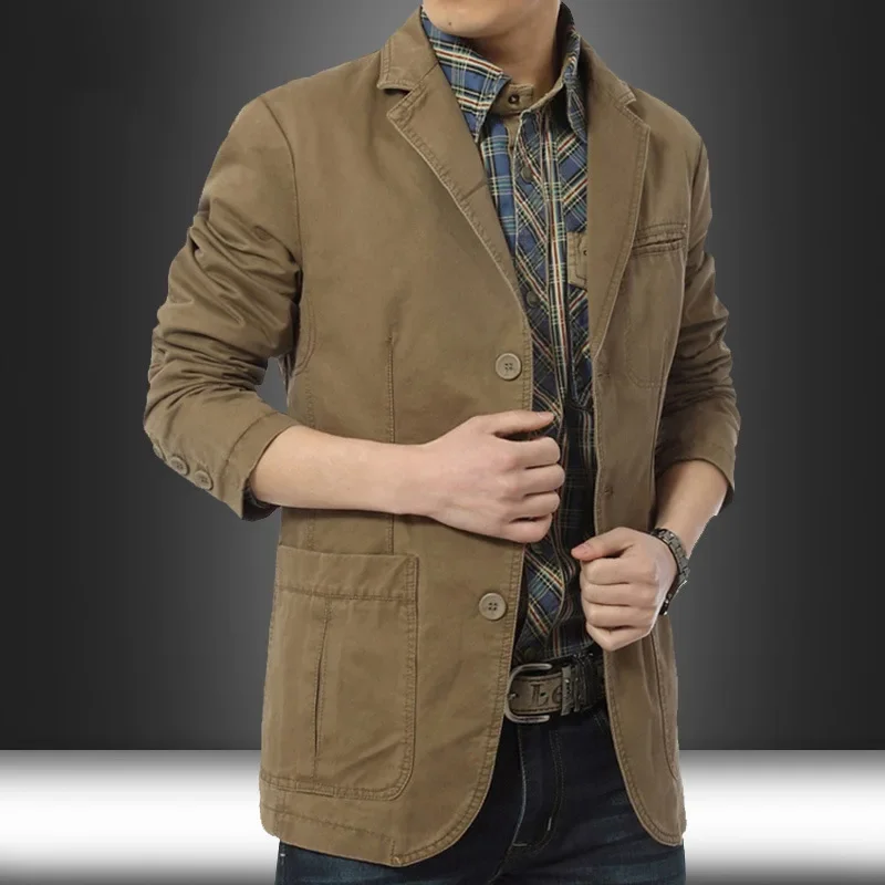 100% Cotton Blazer Men Fashion Business British Style Casual Suit Three Button Cotton Casual Clothes Single West Coat Blazer