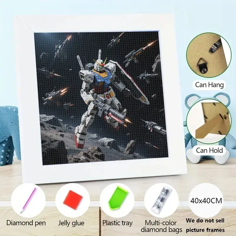

1 шт. Gundam 5D Full Drill DIY Набор для алмазной живописи Mecha Robot Anime Sci-Fi Боевая сцена Настенное искусство для домашнего декора и фаната в подарок